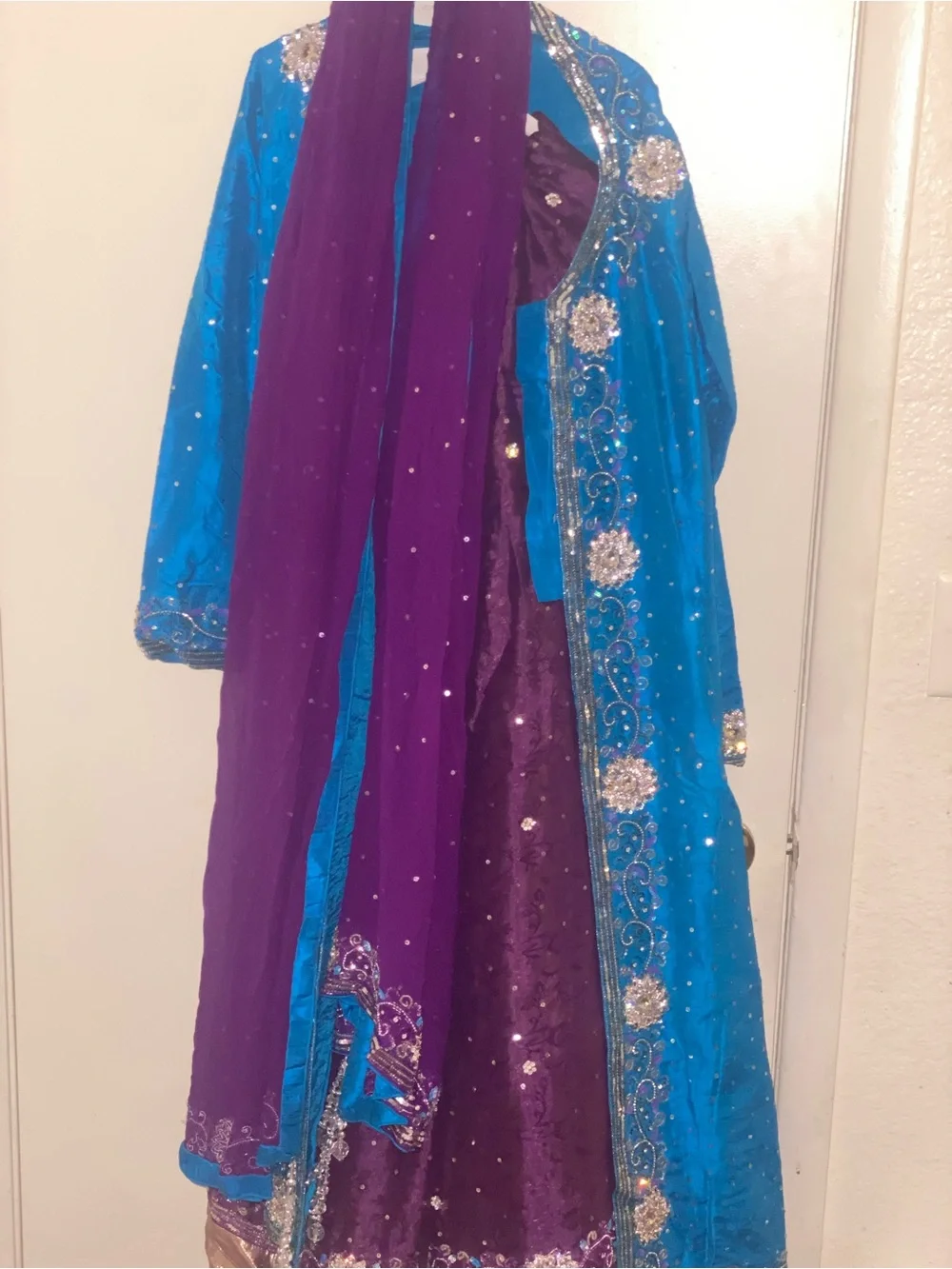Blue & Purple Embellished Women's Lehenga Set